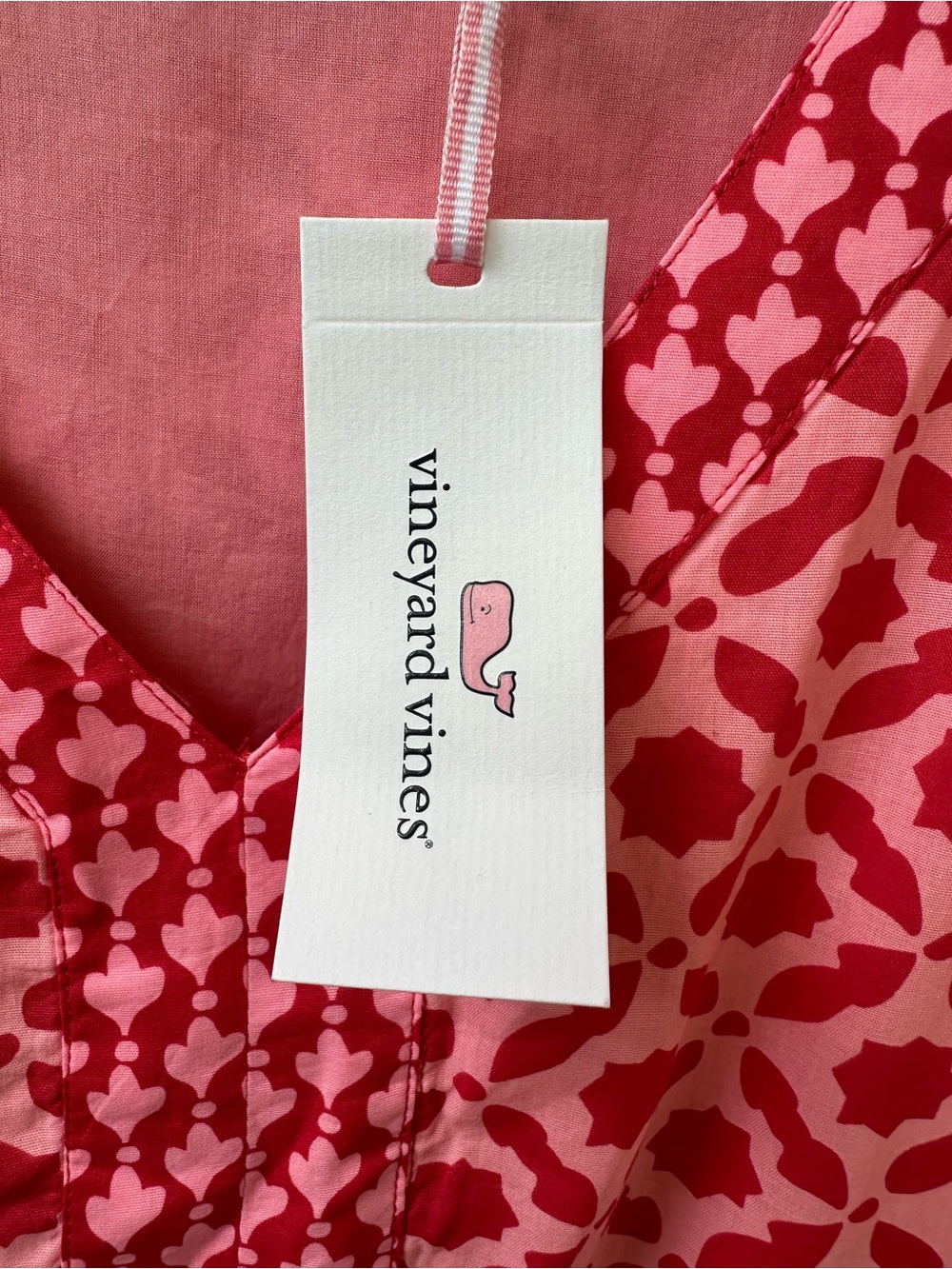 Vineyard Vines Bright Peach Mix Print Tiered Mini Dress NWT Cotton Medium - Picture 4 of 13